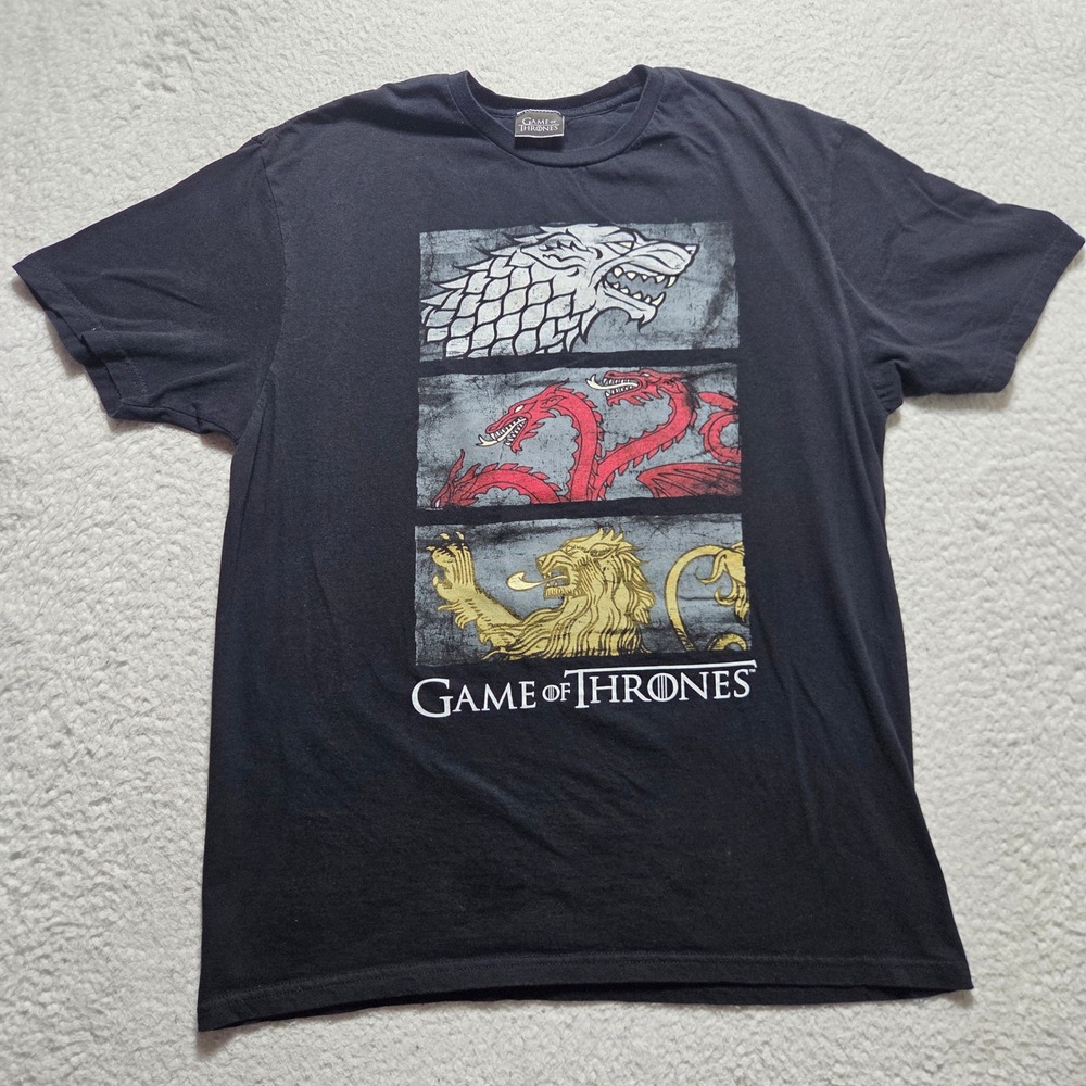 Game of Thrones T-Shirt Mens Large Black Sigil Graphic Tee HBO TV Series Fan